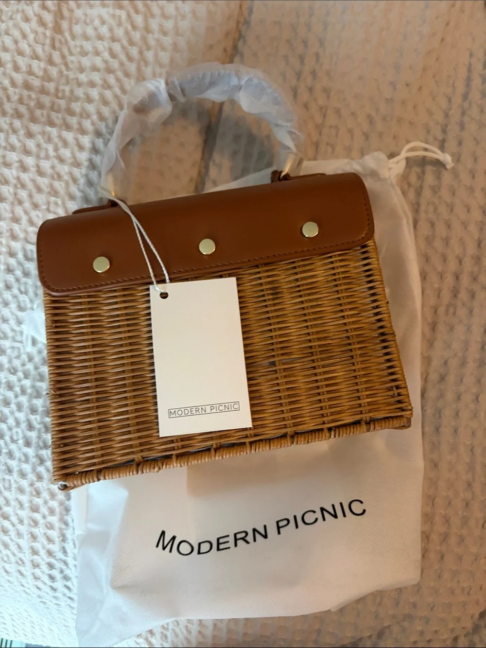 Modern Picnic Mini Wicker Lunch Bag